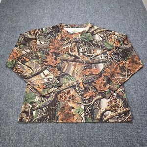 Green Mark Seclusion 3D Camo Long‎ Sleeve Shirt Mens Size Large Polyester